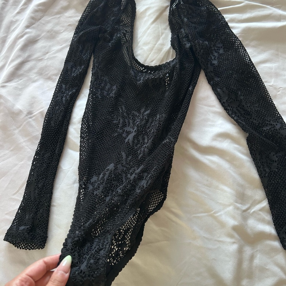 Black Lace Long Sleeve Bodysuit
